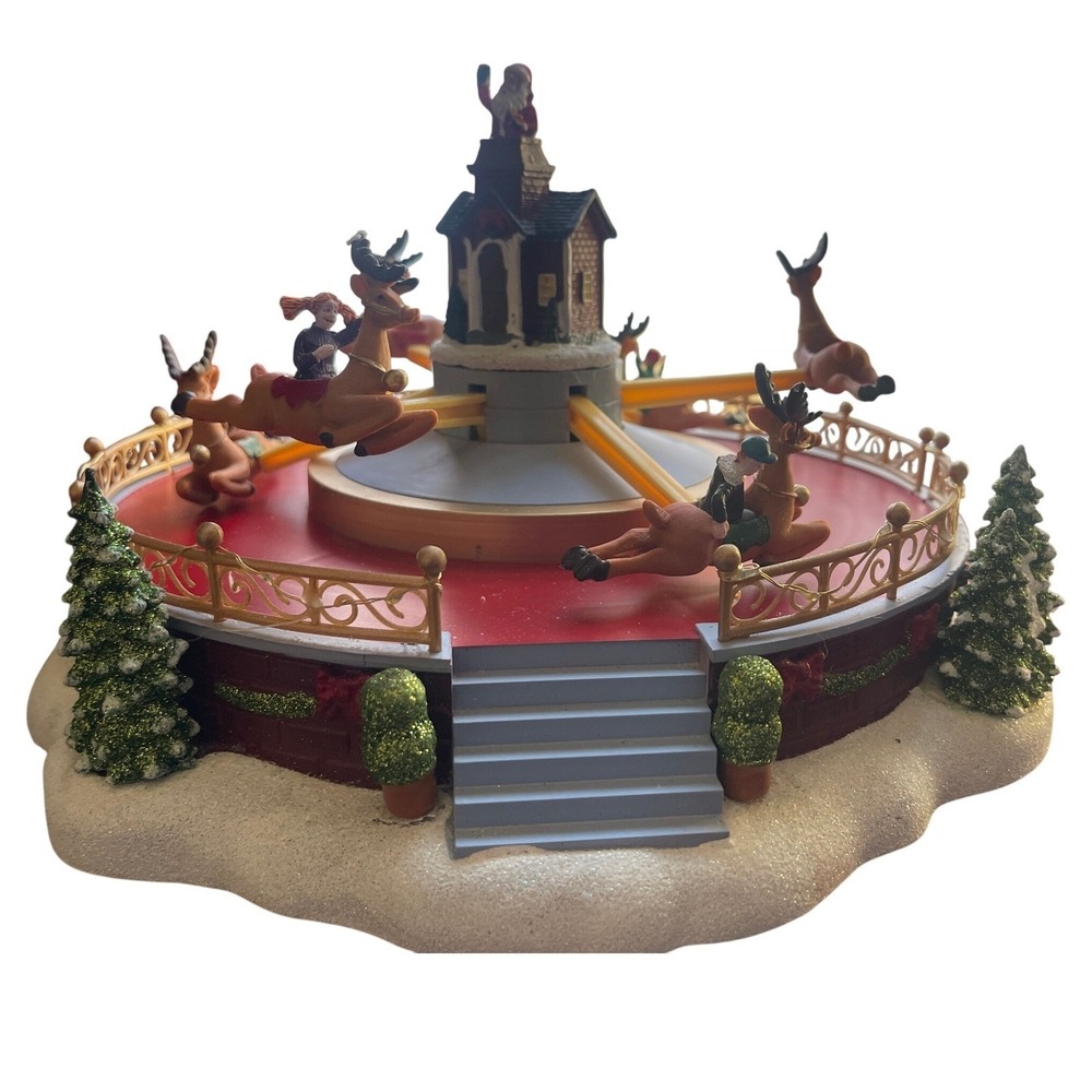 St Nicholas Square Amusement Park Reindeer Ride Christmas Village Lights Music
